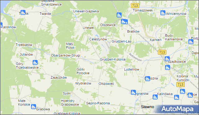 mapa Grudzeń-Kolonia, Grudzeń-Kolonia na mapie Targeo