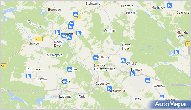 mapa Gruszczyn gmina Krasocin, Gruszczyn gmina Krasocin na mapie Targeo