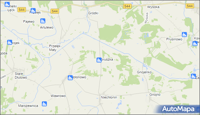 mapa Gruszka gmina Płośnica, Gruszka gmina Płośnica na mapie Targeo