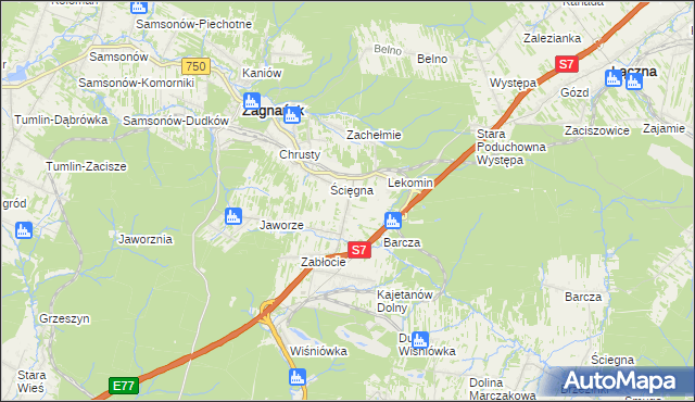 mapa Gruszka gmina Zagnańsk, Gruszka gmina Zagnańsk na mapie Targeo