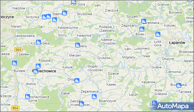 mapa Gruszów gmina Raciechowice, Gruszów gmina Raciechowice na mapie Targeo