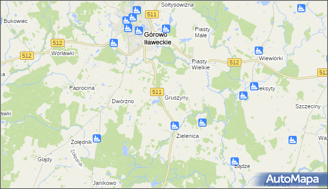 mapa Gruszyny, Gruszyny na mapie Targeo