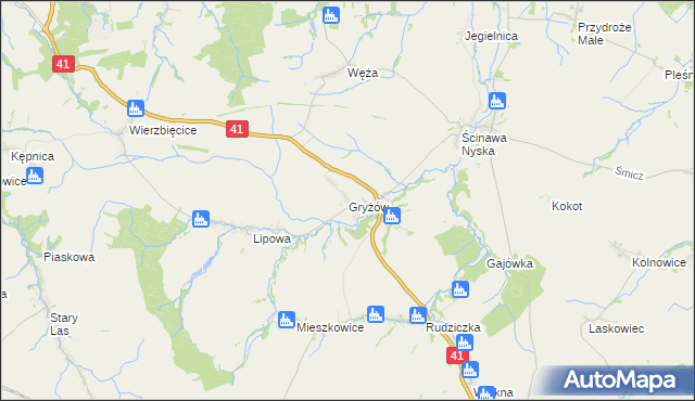 mapa Gryżów, Gryżów na mapie Targeo