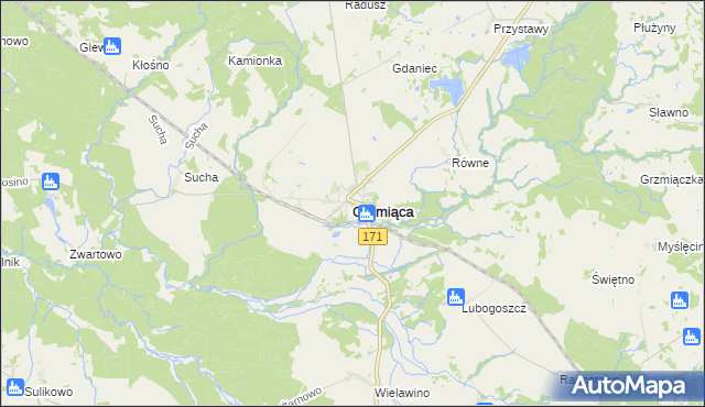 mapa Grzmiąca powiat szczecinecki, Grzmiąca powiat szczecinecki na mapie Targeo