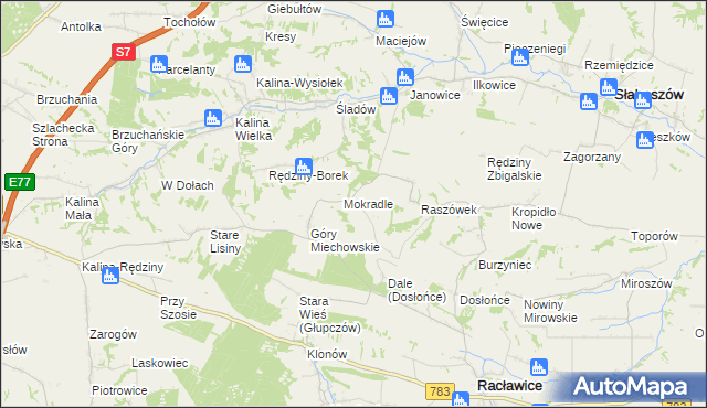 mapa Grzymałów gmina Słaboszów, Grzymałów gmina Słaboszów na mapie Targeo