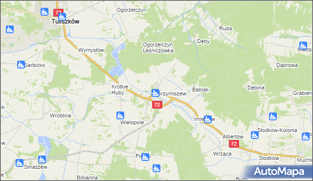 mapa Grzymiszew, Grzymiszew na mapie Targeo