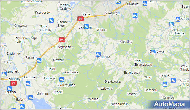 mapa Gumniska gmina Dębica, Gumniska gmina Dębica na mapie Targeo