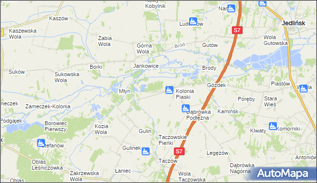 mapa Gustawów gmina Zakrzew, Gustawów gmina Zakrzew na mapie Targeo