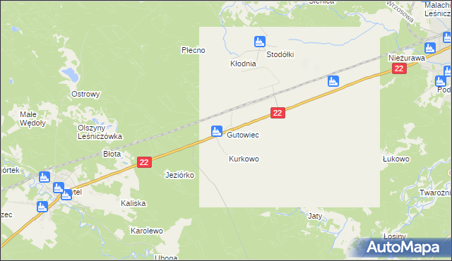 mapa Gutowiec, Gutowiec na mapie Targeo