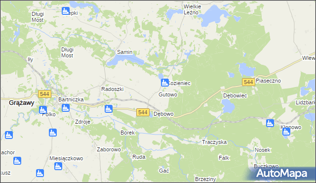 mapa Gutowo gmina Bartniczka, Gutowo gmina Bartniczka na mapie Targeo