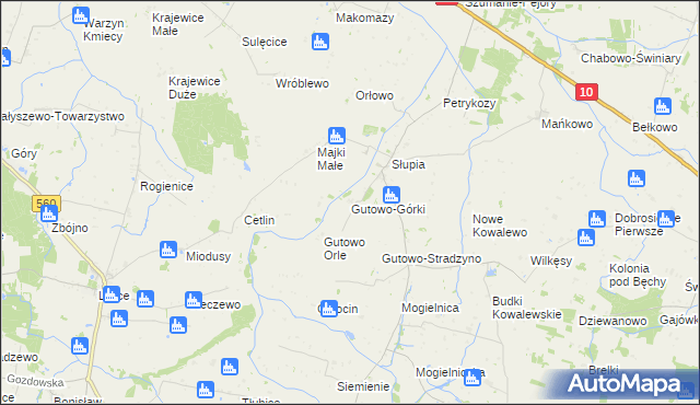 mapa Gutowo-Górki, Gutowo-Górki na mapie Targeo