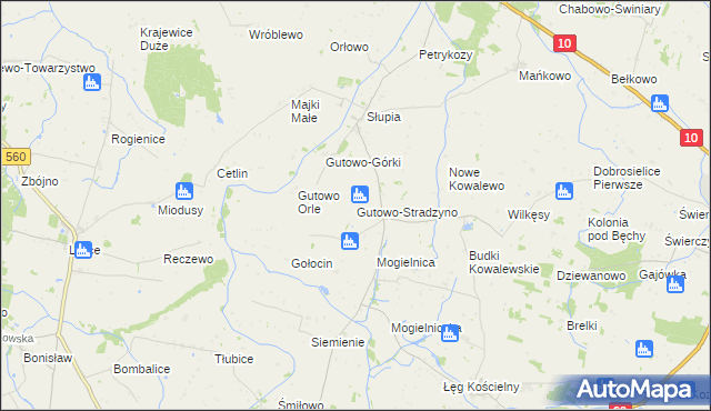 mapa Gutowo-Stradzyno, Gutowo-Stradzyno na mapie Targeo