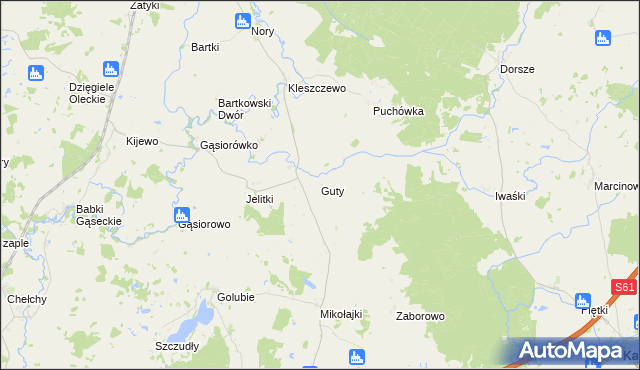 mapa Guty gmina Wieliczki, Guty gmina Wieliczki na mapie Targeo