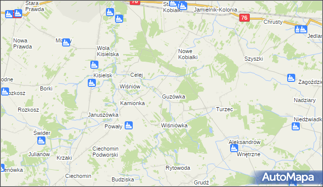 mapa Guzówka gmina Stoczek Łukowski, Guzówka gmina Stoczek Łukowski na mapie Targeo