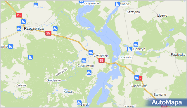 mapa Gwieździn, Gwieździn na mapie Targeo