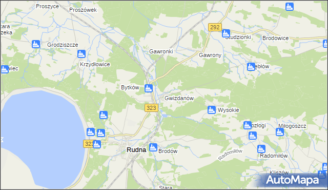 mapa Gwizdanów, Gwizdanów na mapie Targeo