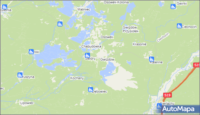 mapa Gwizdów gmina Modliborzyce, Gwizdów gmina Modliborzyce na mapie Targeo