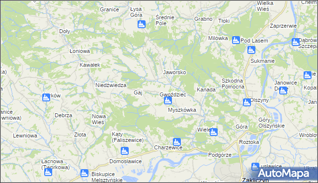 mapa Gwoździec gmina Zakliczyn, Gwoździec gmina Zakliczyn na mapie Targeo