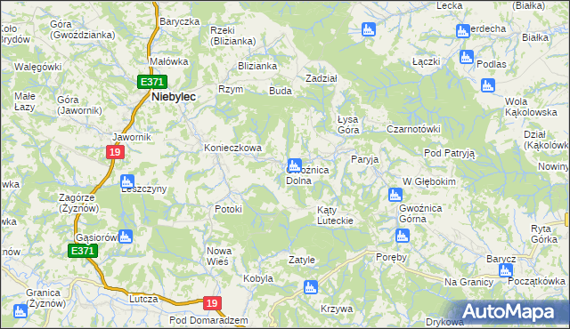 mapa Gwoźnica Dolna, Gwoźnica Dolna na mapie Targeo