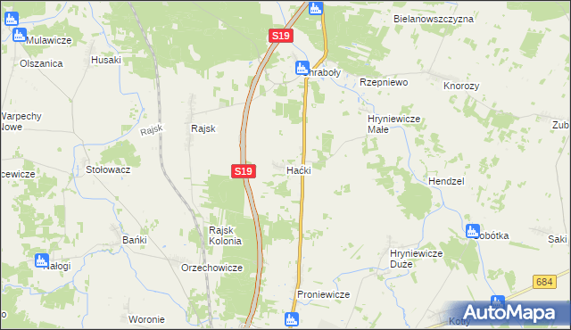 mapa Haćki, Haćki na mapie Targeo