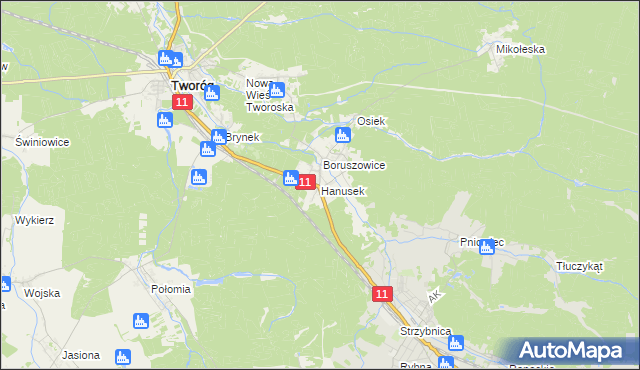 mapa Hanusek, Hanusek na mapie Targeo