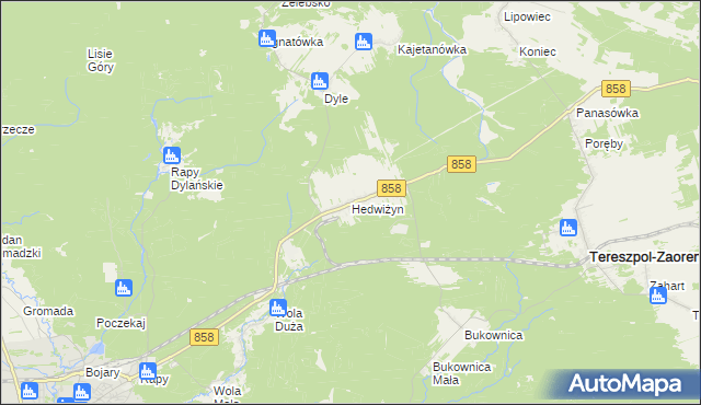 mapa Hedwiżyn, Hedwiżyn na mapie Targeo