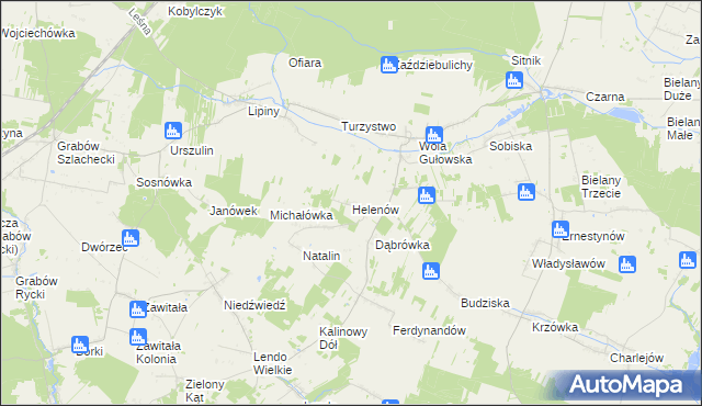 mapa Helenów gmina Adamów, Helenów gmina Adamów na mapie Targeo