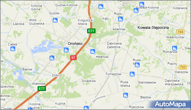 mapa Helenów gmina Orońsko, Helenów gmina Orońsko na mapie Targeo