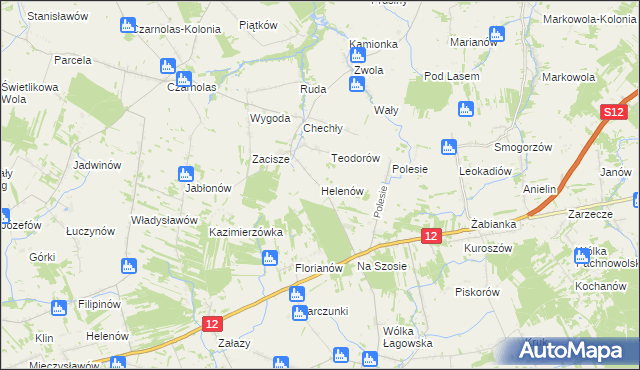 mapa Helenów gmina Policzna, Helenów gmina Policzna na mapie Targeo