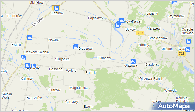 mapa Helenów gmina Ujazd, Helenów gmina Ujazd na mapie Targeo