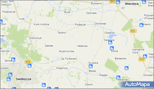 mapa Helenów gmina Wierzbica, Helenów gmina Wierzbica na mapie Targeo