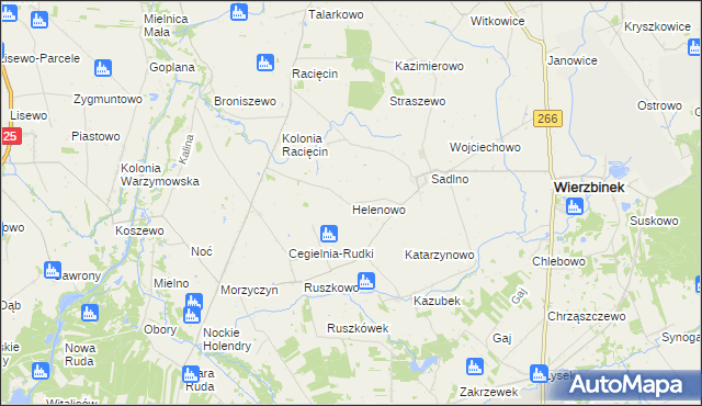 mapa Helenowo gmina Wierzbinek, Helenowo gmina Wierzbinek na mapie Targeo
