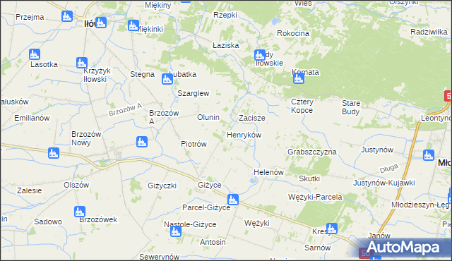 mapa Henryków gmina Iłów, Henryków gmina Iłów na mapie Targeo