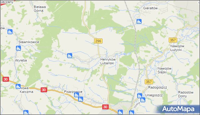 mapa Henryków Lubański, Henryków Lubański na mapie Targeo