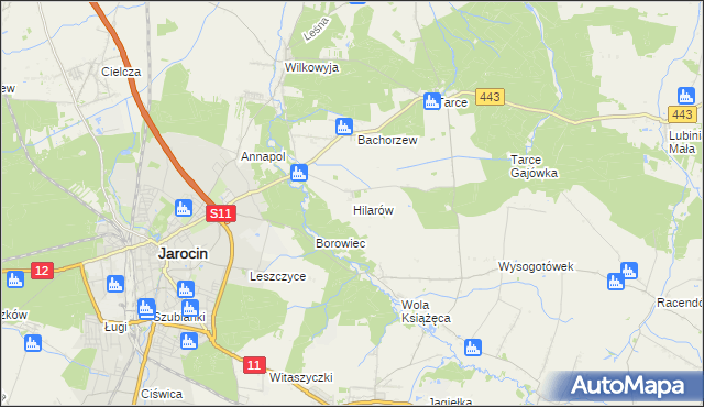 mapa Hilarów gmina Jarocin, Hilarów gmina Jarocin na mapie Targeo