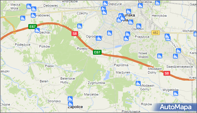 mapa Holendry gmina Zapolice, Holendry gmina Zapolice na mapie Targeo