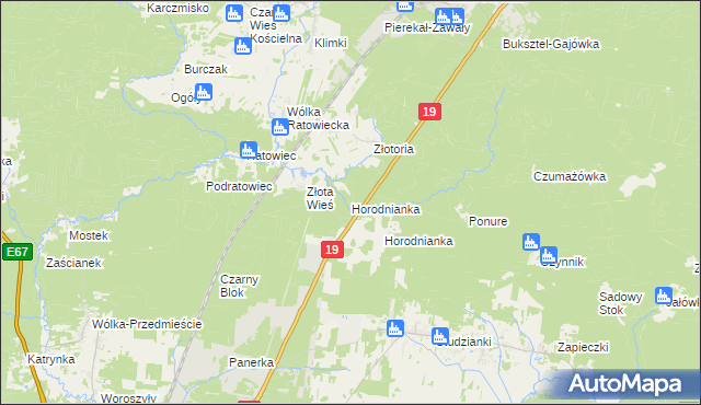 mapa Horodnianka gmina Czarna Białostocka, Horodnianka gmina Czarna Białostocka na mapie Targeo