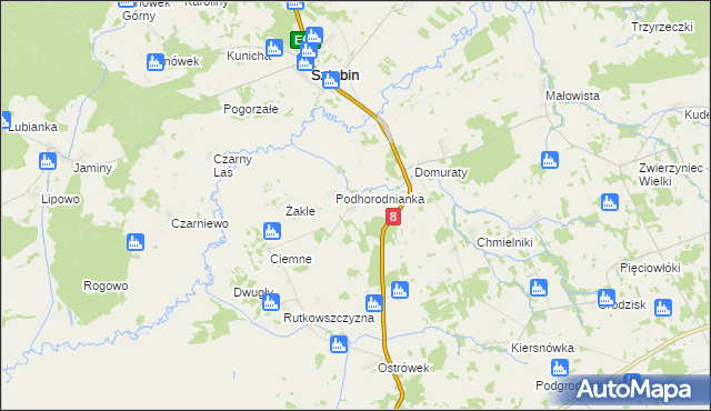 mapa Horodnianka gmina Suchowola, Horodnianka gmina Suchowola na mapie Targeo