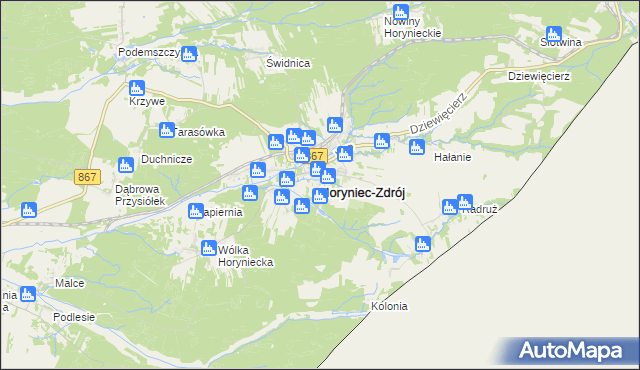 mapa Horyniec-Zdrój, Horyniec-Zdrój na mapie Targeo