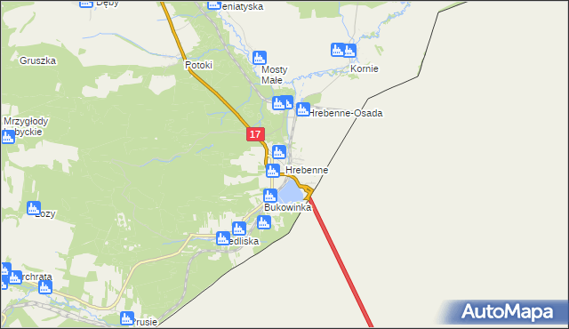 mapa Hrebenne gmina Lubycza Królewska, Hrebenne gmina Lubycza Królewska na mapie Targeo