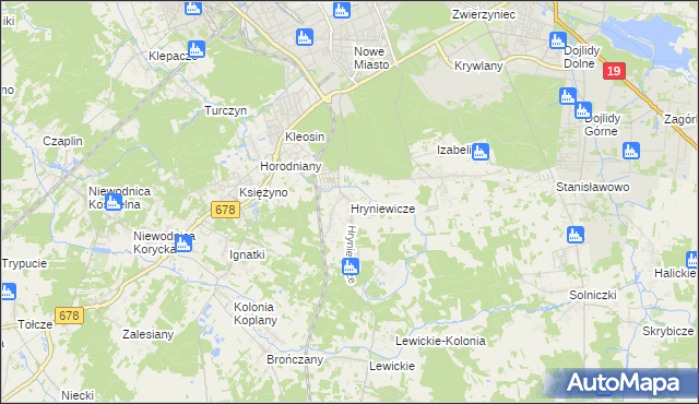 mapa Hryniewicze, Hryniewicze na mapie Targeo