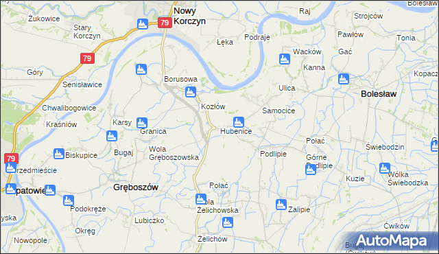 mapa Hubenice, Hubenice na mapie Targeo