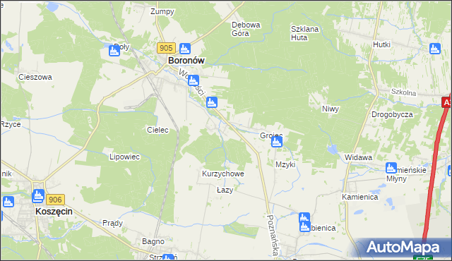 mapa Hucisko gmina Boronów, Hucisko gmina Boronów na mapie Targeo