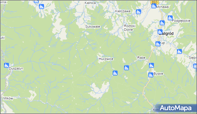 mapa Huczwice, Huczwice na mapie Targeo