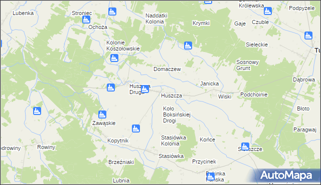 mapa Huszcza, Huszcza na mapie Targeo