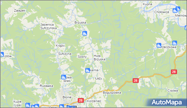 mapa Huta Brzuska, Huta Brzuska na mapie Targeo