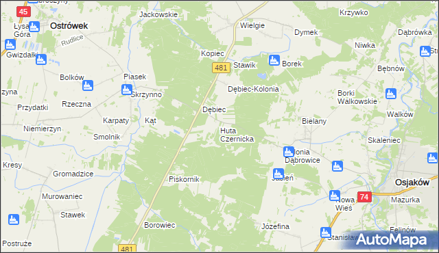 mapa Huta Czernicka, Huta Czernicka na mapie Targeo