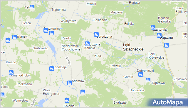 mapa Huta gmina Łęki Szlacheckie, Huta gmina Łęki Szlacheckie na mapie Targeo