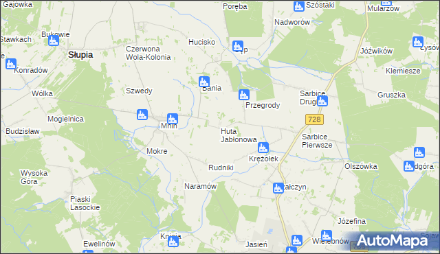 mapa Huta Jabłonowa, Huta Jabłonowa na mapie Targeo