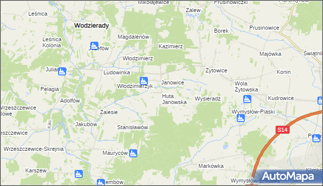 mapa Huta Janowska, Huta Janowska na mapie Targeo